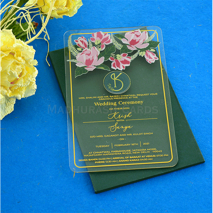 Floral Clear Acrylic Invitation 9427P