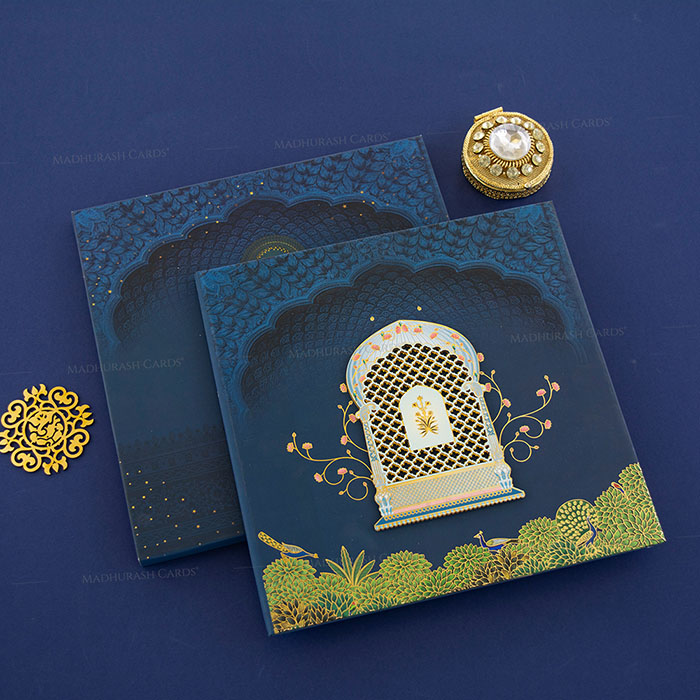 Opulent Blue Wedding Invitation 3021