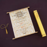 SC-Elegant Fabric Scroll Wedding Card 6077