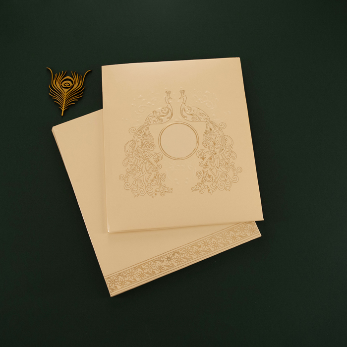 Elegant Foil Peacock Wedding Card 23040