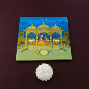 Magnificent Radha Krishna Wedding Card 24028