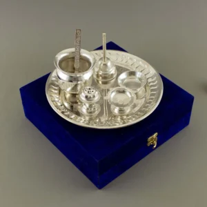 Graceful Silver Pooja Set Gift Box