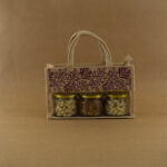 DG-Vibrant 3 Jars Jute Hamper Bag With Zip MB-9